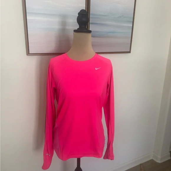 Nike Women's Vibrant Pink Long Sleeve Tee - Picture 3 of 6